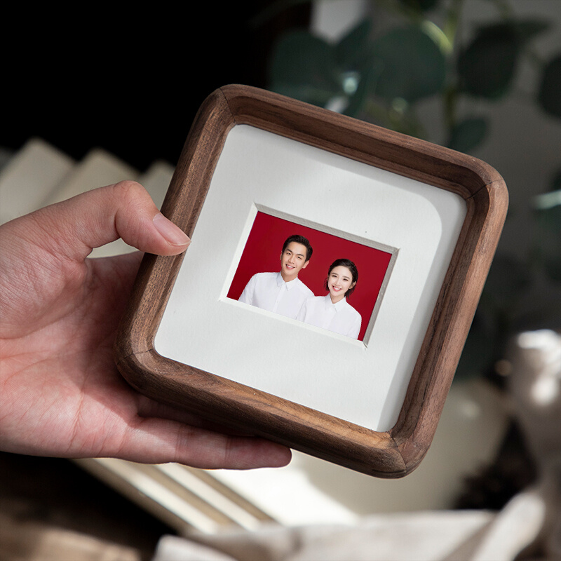 实木结婚登记照相框摆台6寸六8结婚证相框件婚纱照洗照片做成相框-图0