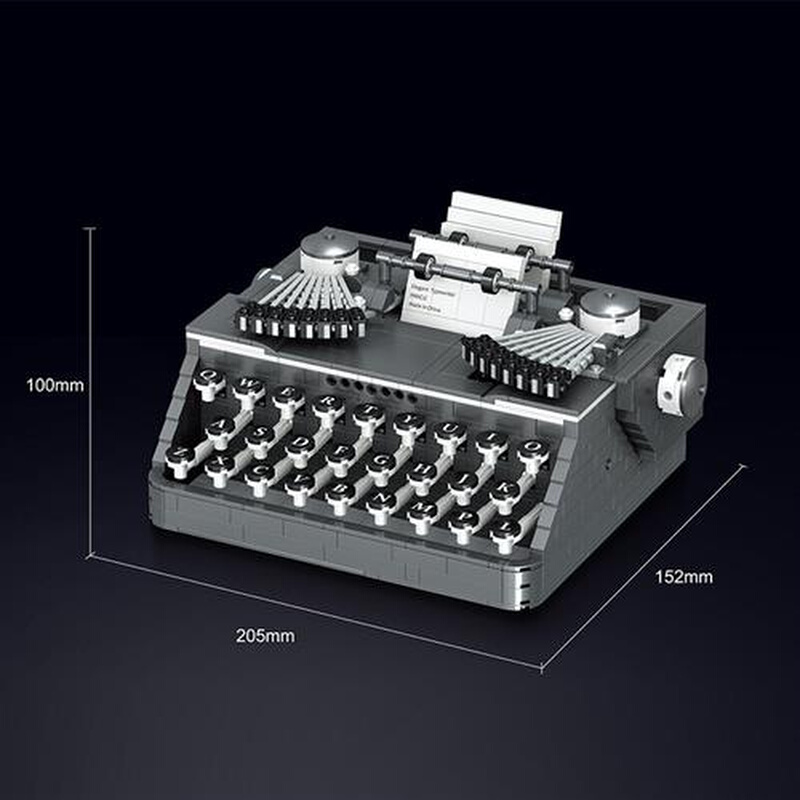 00940-00909创意仿真复古迷你打字机模型益智拼装小颗粒积木 - 图2