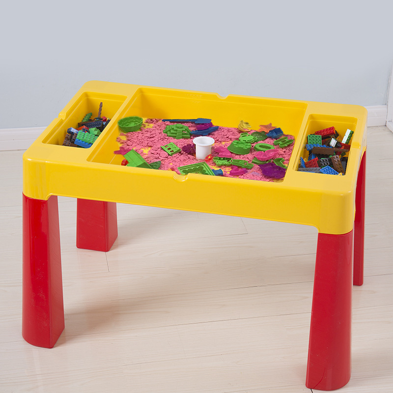 儿童贝氏积木桌 大小颗粒多功能塑料拼装玩具桌幼儿园桌椅套装 - 图2