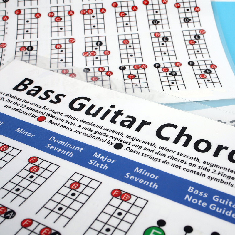 四弦电贝斯和弦谱 200g铜版纸吉他和弦指法图练习图指法表-图2
