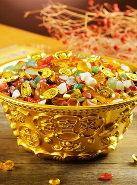 聚宝盆摆件招聚黄财神黄r铜米缸大号店铺办公室客厅开业礼品装饰