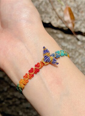 杭州灵隐文创2025年新款端午爱心绳手串锦鲤手工编织五彩绳手链