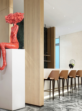 抽象人物玻璃纤维软装饰品时尚创意E坐姿少女雕塑橱窗门店落地摆