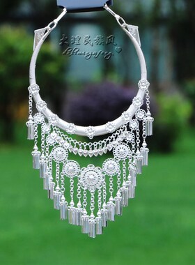 云南民族百e塔复古新款仿银大项圈 民间文艺节目演出佩戴新品项链