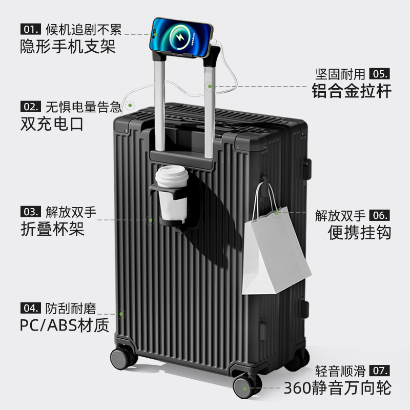 理想主义2024新款行李箱女大容量加厚旅行箱男学生拉杆密码皮箱子 - 图0