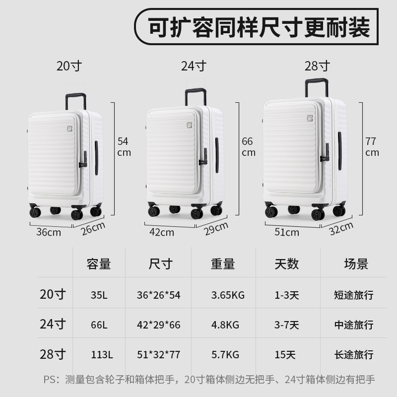 理想主义前置侧开盖行李箱20寸小型商务拉杆箱男28登机旅行密码箱 - 图3