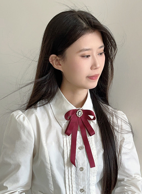 毕业红色领结丝绒高档蝴蝶结装饰