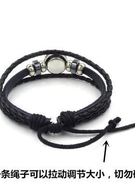 free palestine巴勒斯坦旗帜手链女跨境欧美朋克串珠编织皮革手链