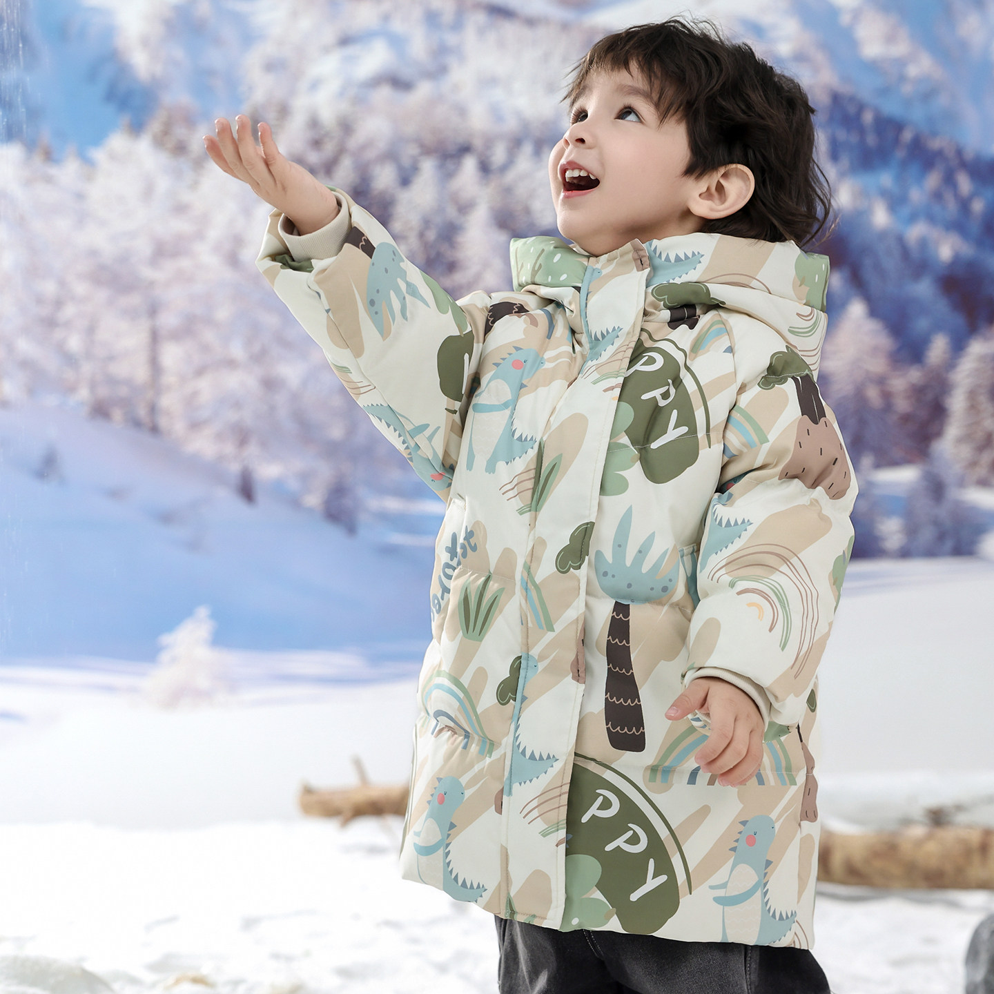 巴童巴拉儿童羽绒服男童宝宝2026冬季新款小童加厚保暖中长款外套,淘宝优惠券,粉丝福利购,淘宝优惠卷