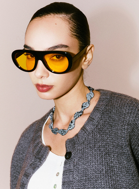 之塑雪花松石格雷系搭配原创复古气质个性时髦锁骨链毛衣链项链女