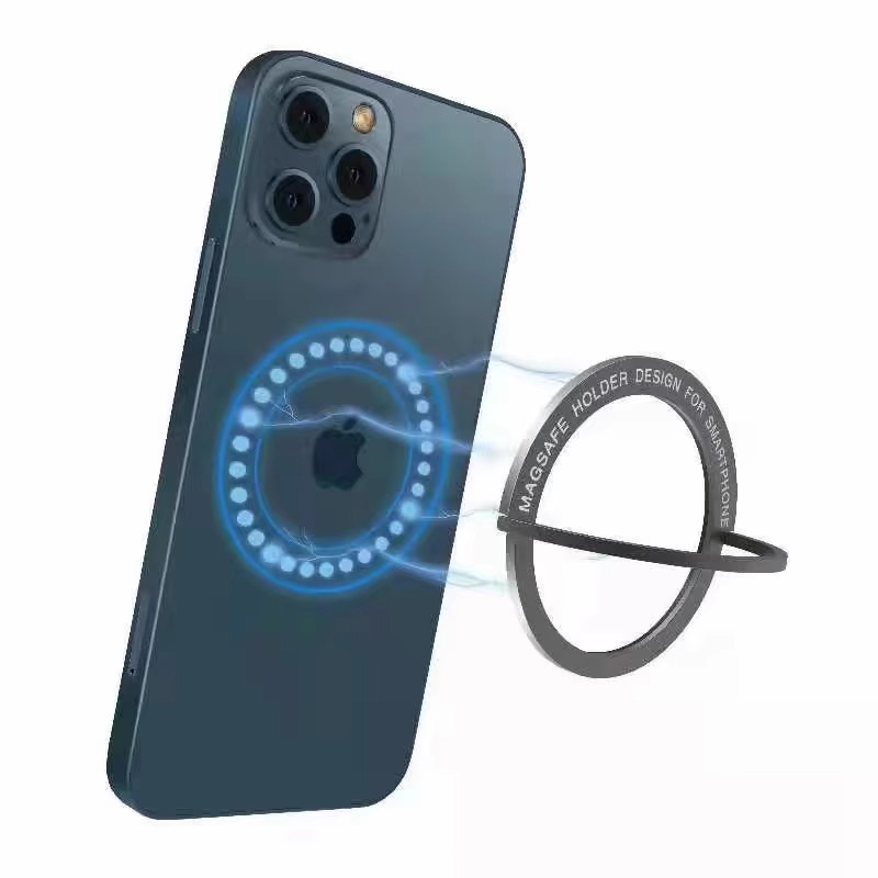 适用华为mate60苹果15Magsafe粘贴式贴片隐形指环扣手机支架金属引磁片无线充电器桌面支架超薄磁吸圈磁力环 - 图0