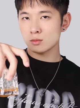 竹节纯银项链男潮流高级感简约男生小众毛衣链生日礼物送男友吊坠