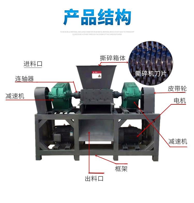 双轴多用型撕碎机300/600型破碎机 塑料金属生活垃圾固废垃圾处理 - 图3