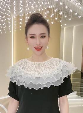 搭吊带裙子款的外搭女短款搭春夏9807aK季百黑色薄开衫坎肩蕾丝小