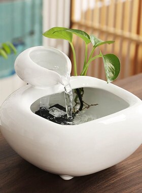 陶瓷创意循环流水办公室桌面装饰品茶几喷泉玄关小摆件开业礼物