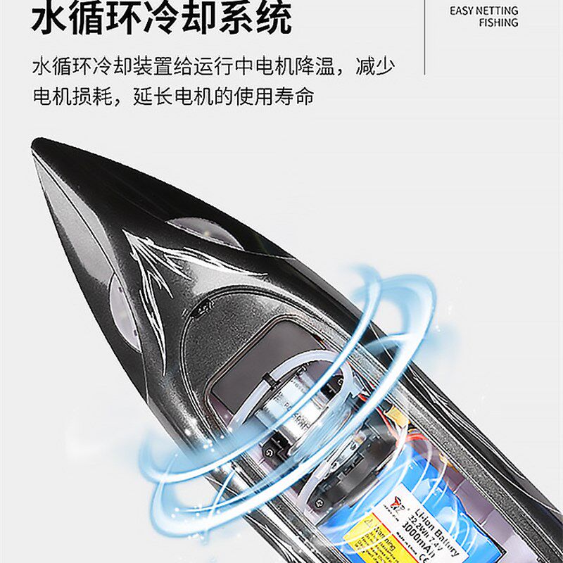 遥控船儿童大型高速快艇大马力防水上拉网可下水轮船模型玩具男孩