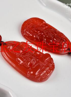 红玛瑙本命佛吊坠本命年属龙普贤菩萨十二生肖守护神观音项链处理