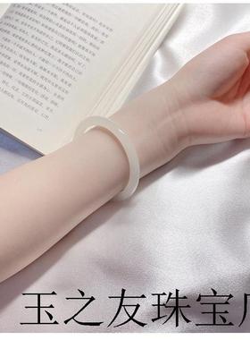 新疆和田玉手镯羊脂级白玉小细圆条女款老坑小仙女时尚高端叮当镯