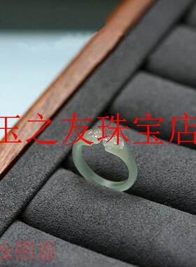 精选新疆和田玉招财猫爪玉戒指青白玉晴水色山料个性玉石戒圈女款
