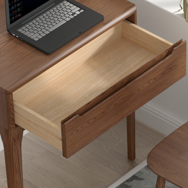 50C实木小户型书桌北欧风橡木家用学习桌写字台卧室迷你电脑桌子