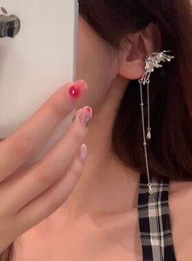 天使之翼耳夹女ins超仙精灵蝴蝶流苏无耳洞耳骨夹高级感耳挂耳饰