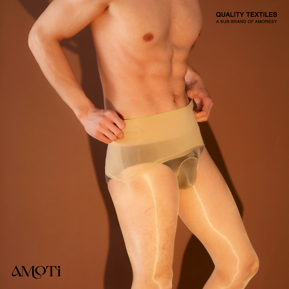 AMOTi 缇 心灵感触 -谧 [风范]1D男士极光油亮丝滑无缝裆连裤袜 - 图2