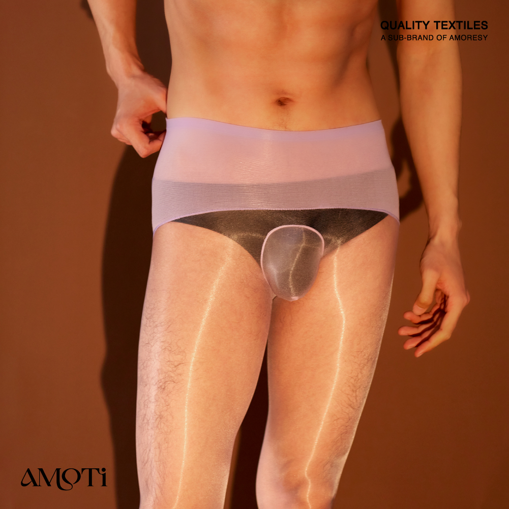 AMOTi 缇 心灵感触 -谧 [风范]1D男士极光油亮丝滑无缝裆连裤袜 - 图0
