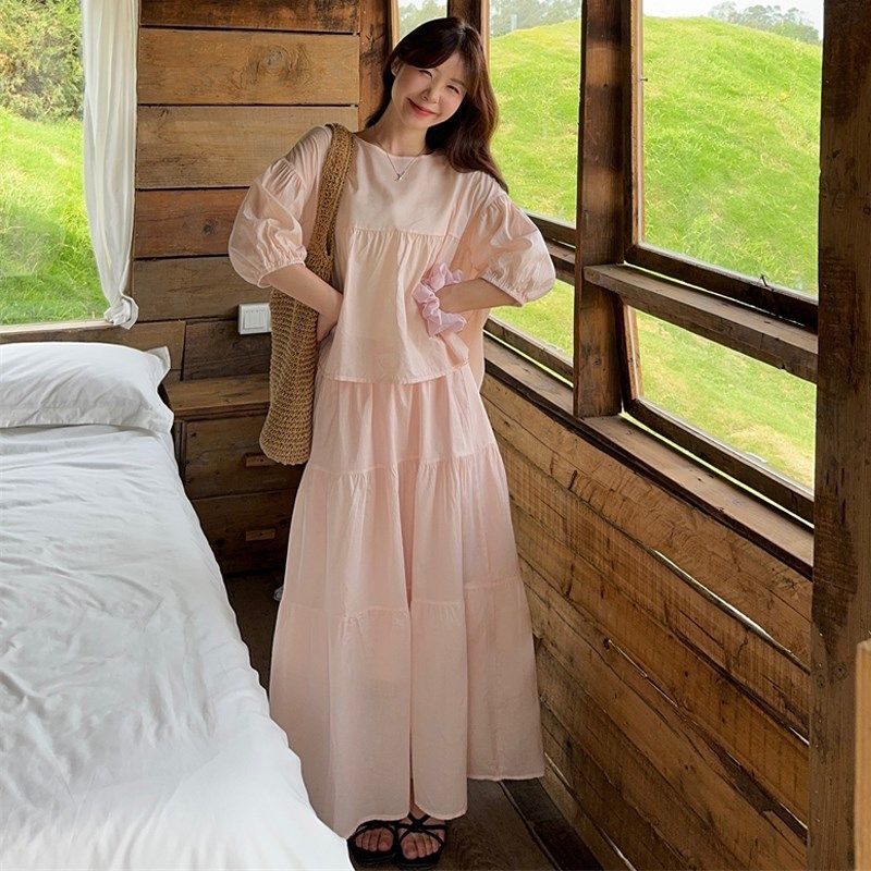 大码女装2025夏季新款胖mm轻盈感粉色防晒娃娃衫+大摆半身裙套装,淘宝优惠券,粉丝福利购,淘宝优惠卷