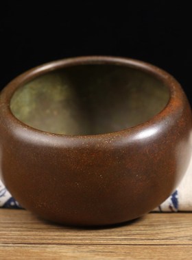 笔洗烟灰a缸纯铜香炉家用供奉供佛玄关办公室桌面创意小工艺品摆