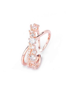 韩版气质交叉微镶锆石保色戒指 时尚个性小清新开口可调节戒指女