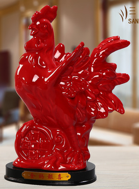 红色陶瓷十二生肖老鼠q牛虎兔蛇马羊猴鸡狗猪龙摆件客厅风水工艺