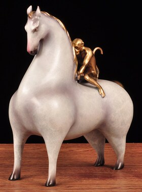 彩铜马上封侯f摆件招财猴子马家居客厅电视柜办公室装饰品商务礼