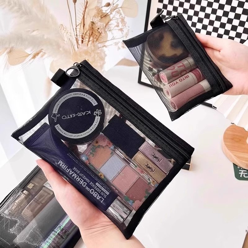 新款网纱内胆包化妆包随身小号便携大容量简约口红包洗漱包收纳袋,淘宝优惠券,粉丝福利购,淘宝优惠卷