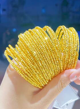 金包银弹力记忆蹦迪珠手镯女爆闪碎金子手链手串手环时尚送情人礼