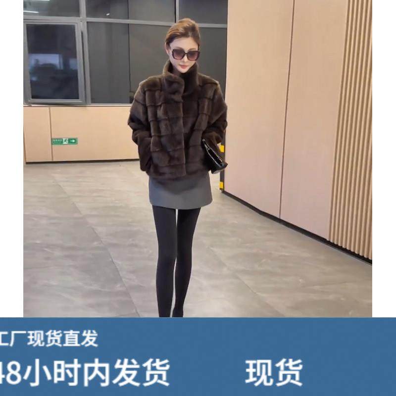 小个子立领水貂绒短外套女冬季2025超火小香风毛茸茸保暖百搭上衣,淘宝优惠券,粉丝福利购,淘宝优惠卷