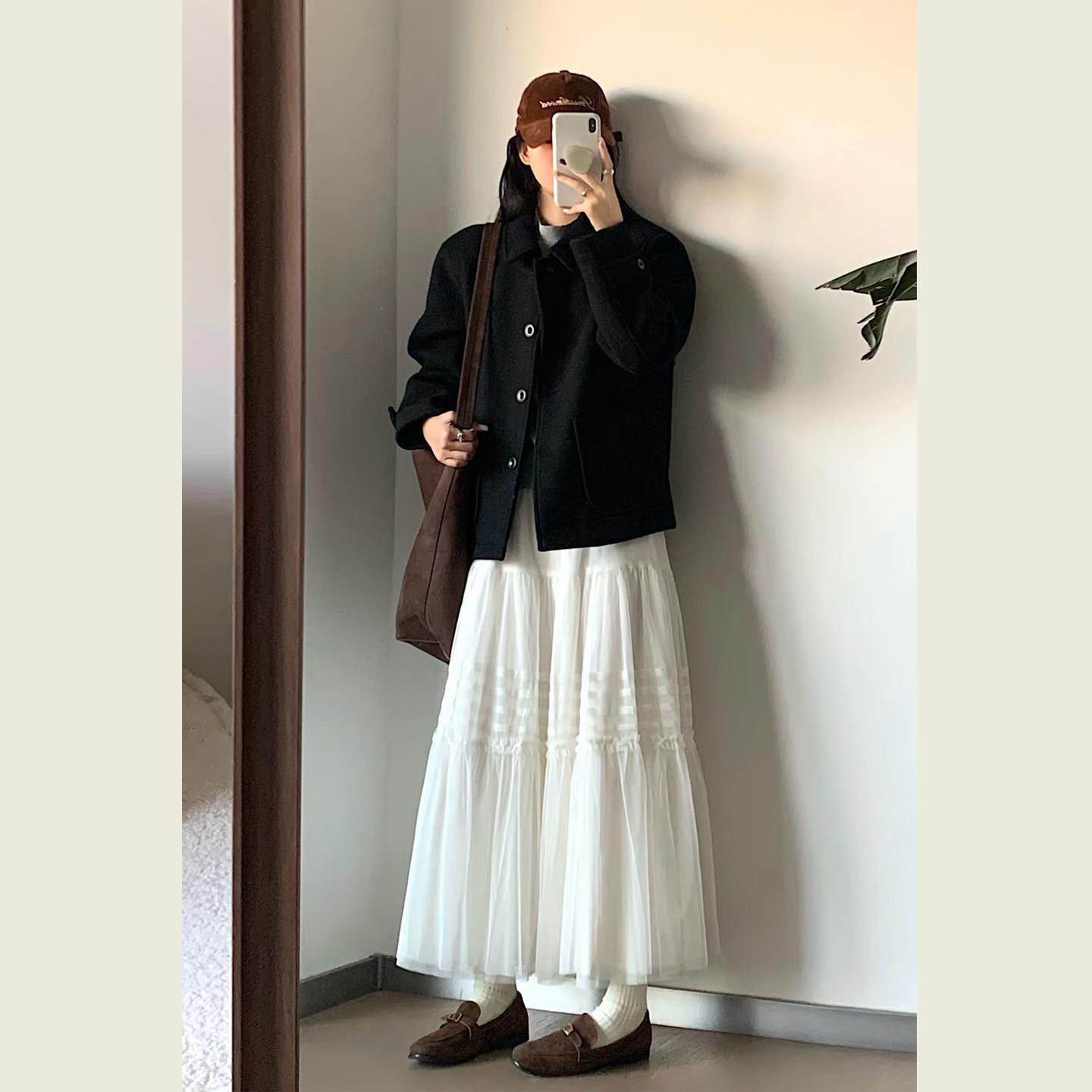 韩系赫本风黑色毛呢外套女秋冬季小个子简约气质百搭短款呢子大衣,淘宝优惠券,粉丝福利购,淘宝优惠卷