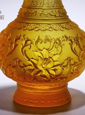 古法琉璃八吉祥花瓶摆件客厅插花轻奢高档禅意工T艺品乔迁新居礼