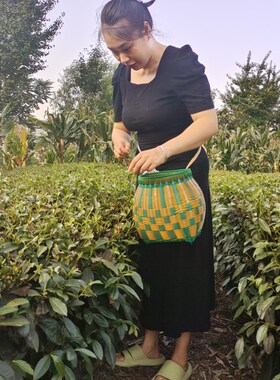 采茶专用篓摸鱼篓绑腰摘茶神器非竹编篮子软质耐用采茶篓子斜跨