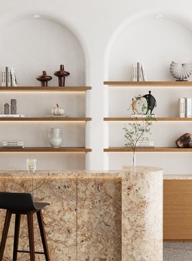 高级感中古侘寂风样板间装饰w品酒柜书架售楼处客厅柜橱窗家居摆