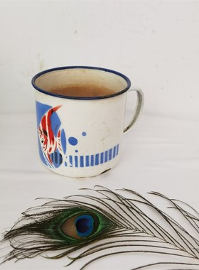 民俗怀旧老物件老式煤油炉子铝烧水壶搪J瓷缸子收藏复古装饰摆件