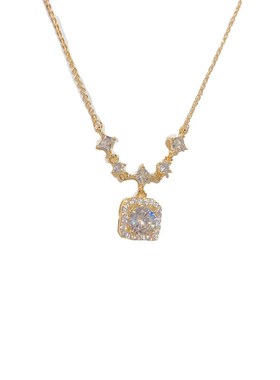 锆石方钻项链女轻奢小众高级感精致锁骨链气质百搭时尚网红配饰