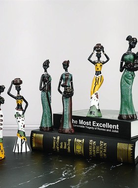创意摆件工d艺品装饰家居新房非洲树脂客厅复古人物异国风情娃娃
