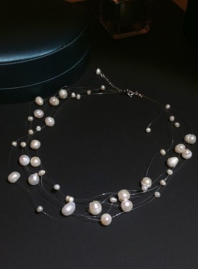 天然淡水真珍珠不规则项链纯手工高级感N仙气锁骨链网红颈链