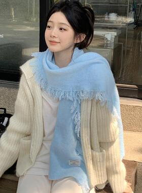 流苏针织围巾女款2026新款秋冬氛围高级感保暖仿羊绒围脖披肩两用