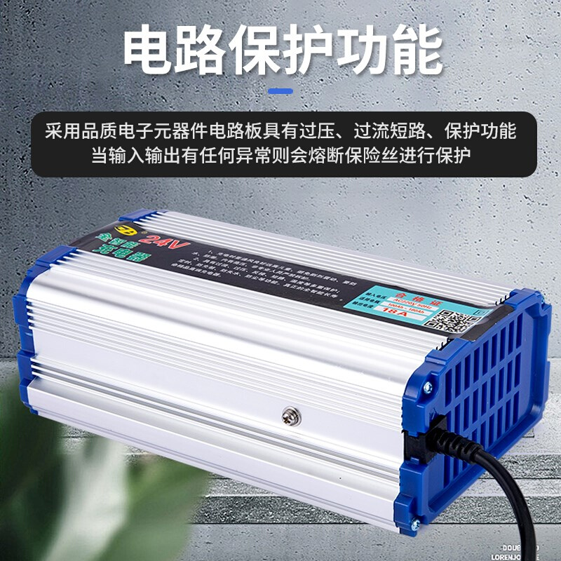 正波电动叉车电瓶充电器12V10A24V18A堆高车洗地机铅酸电池充电机 - 图1