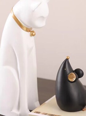 猫和老鼠创意摆件幸福感小物件北欧轻奢客厅卧室玄关Y电视柜装饰