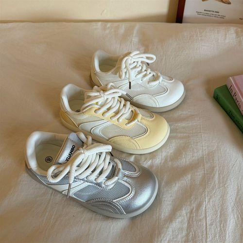 林先叁 复古德训休闲板鞋女夏季新款薄款透气百搭网面休闲小白鞋 - 图3