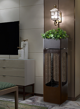 大型室内流水招财风水轮家里w摆设喷泉客厅装饰品花架水景轻奢摆