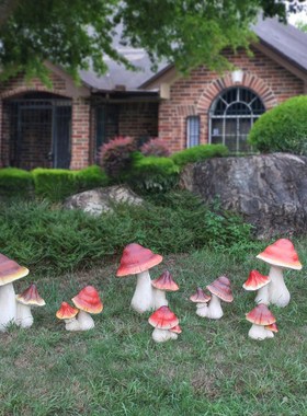 发光蘑菇雕塑e草坪花园林景观装饰户外景区庭院小区落地玻璃钢摆