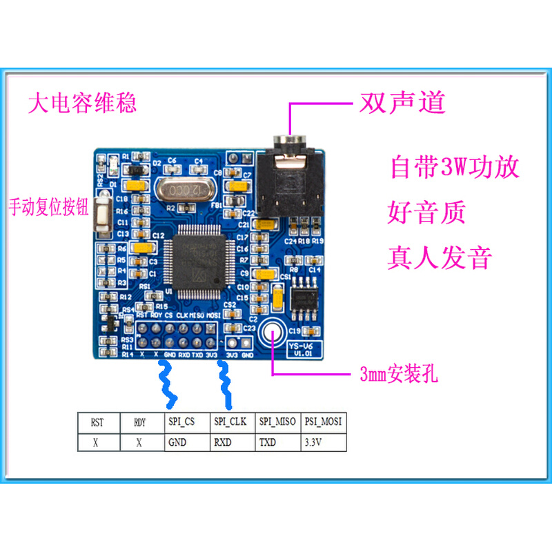 中文语音合成模块文字转语音银行公交播放 SYN6658真人TTS发音 V6 - 图2